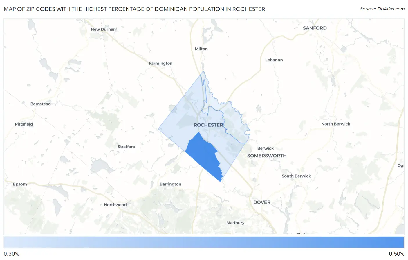 Zip Codes with the Highest Percentage of Dominican Population in Rochester Map
