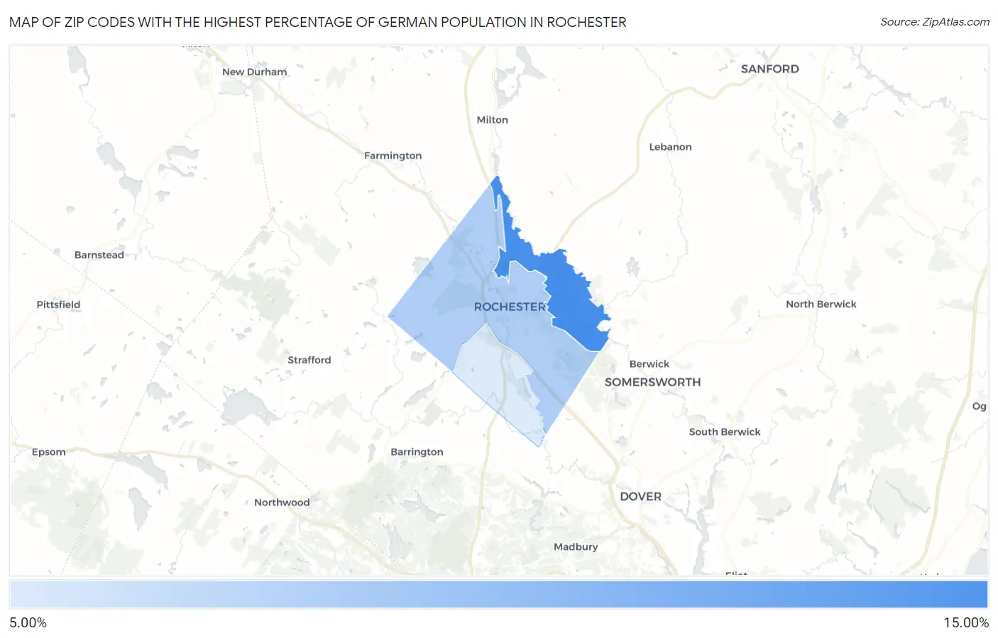 Zip Codes with the Highest Percentage of German Population in Rochester Map