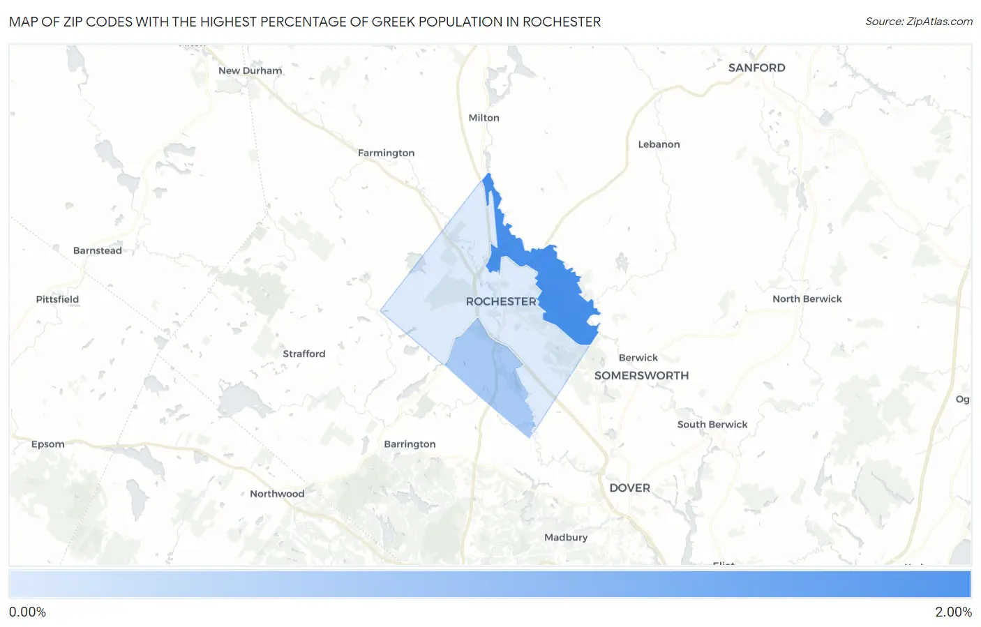 Zip Codes with the Highest Percentage of Greek Population in Rochester Map