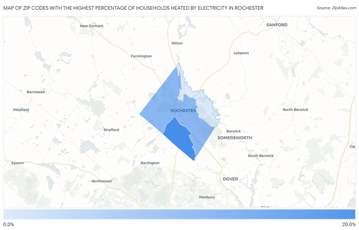 Zip Codes with the Highest Percentage of Households Heated by Electricity in Rochester Map