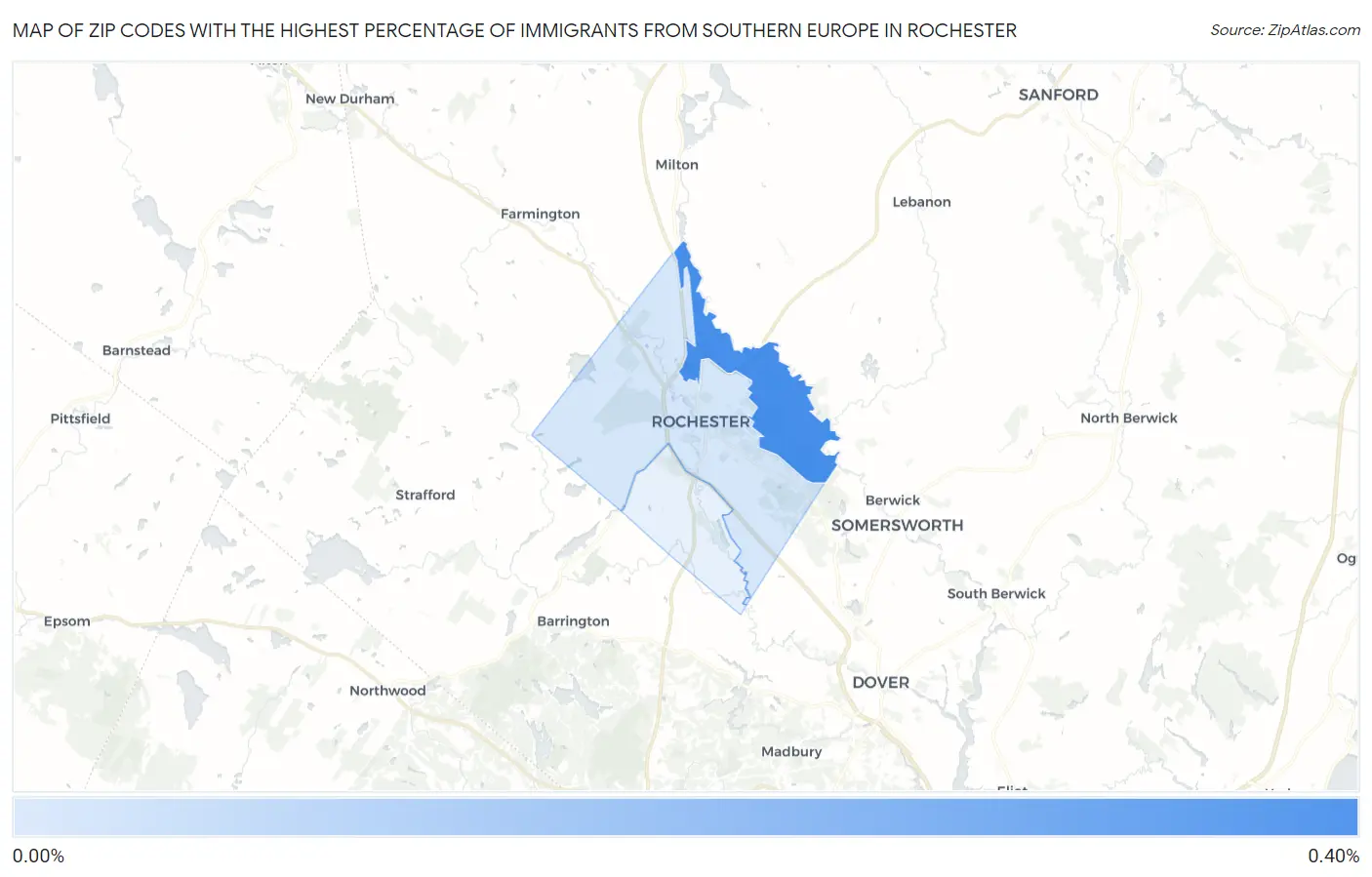 Zip Codes with the Highest Percentage of Immigrants from Southern Europe in Rochester Map