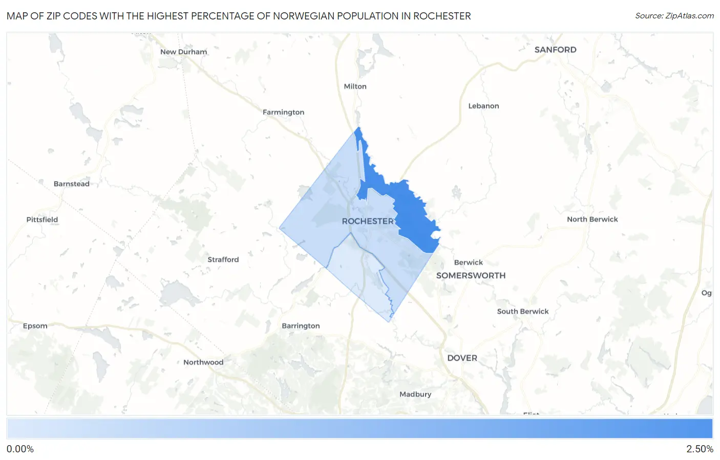 Zip Codes with the Highest Percentage of Norwegian Population in Rochester Map