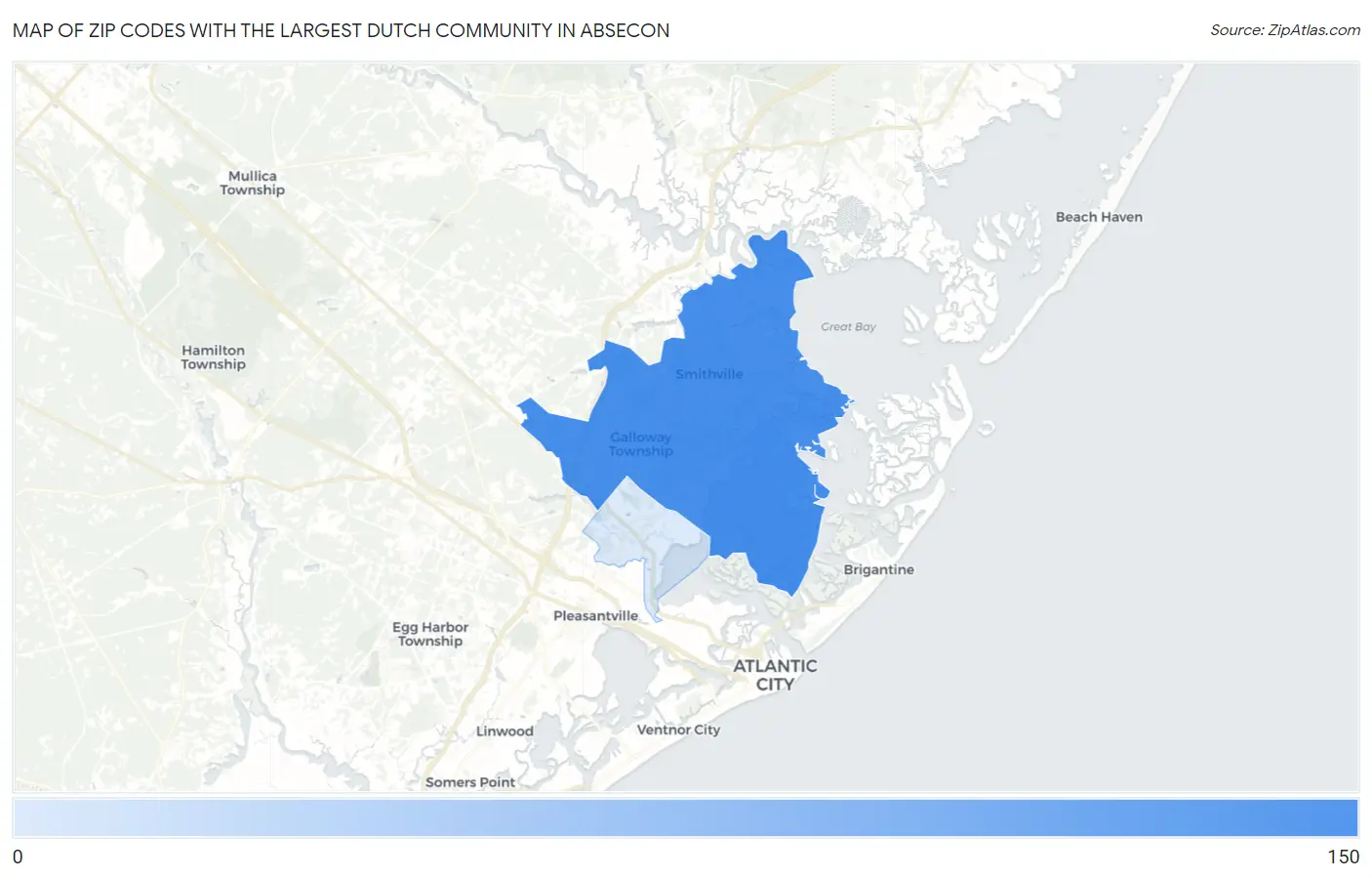 Zip Codes with the Largest Dutch Community in Absecon Map