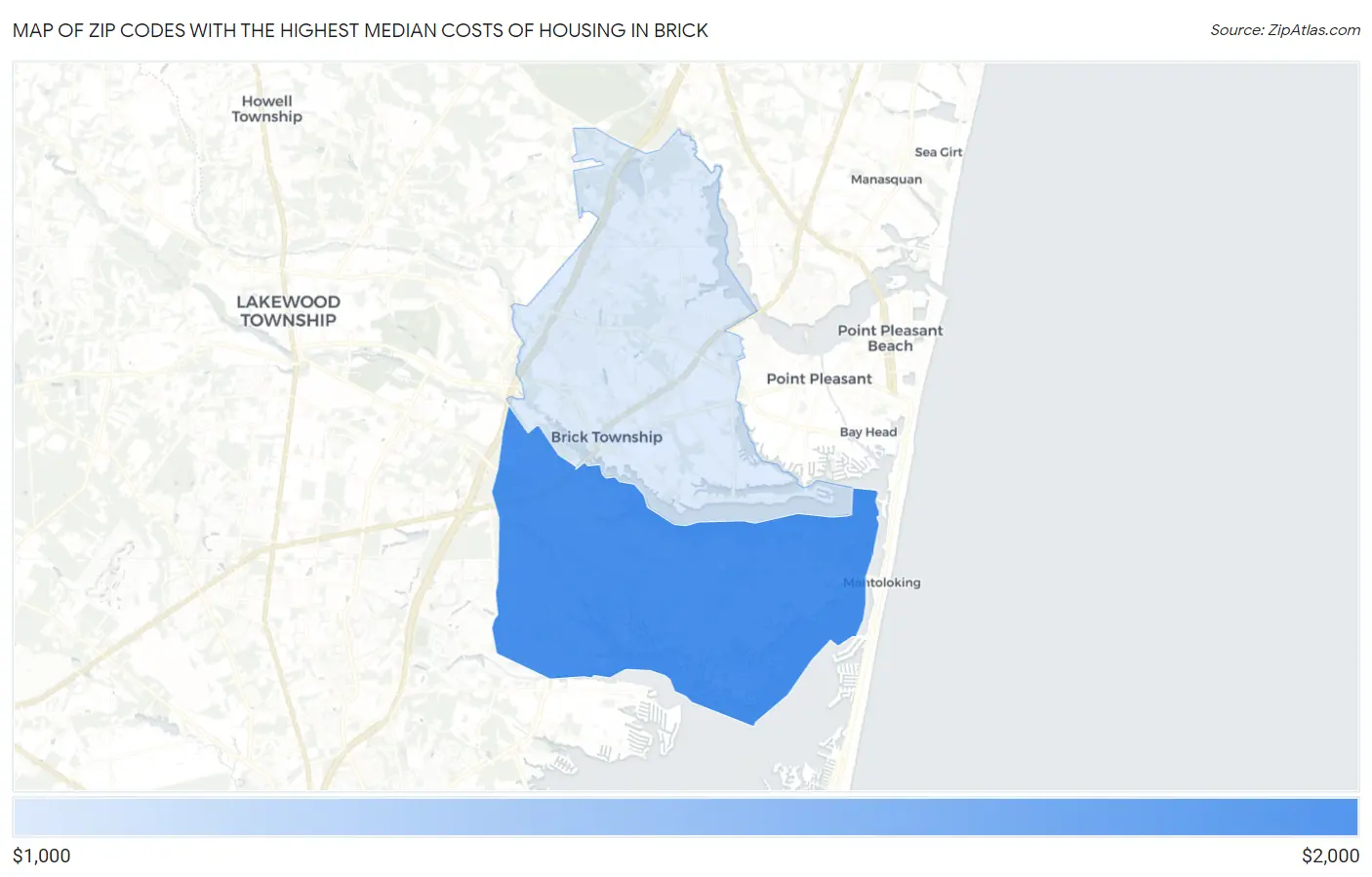 Zip Codes with the Highest Median Costs of Housing in Brick Map