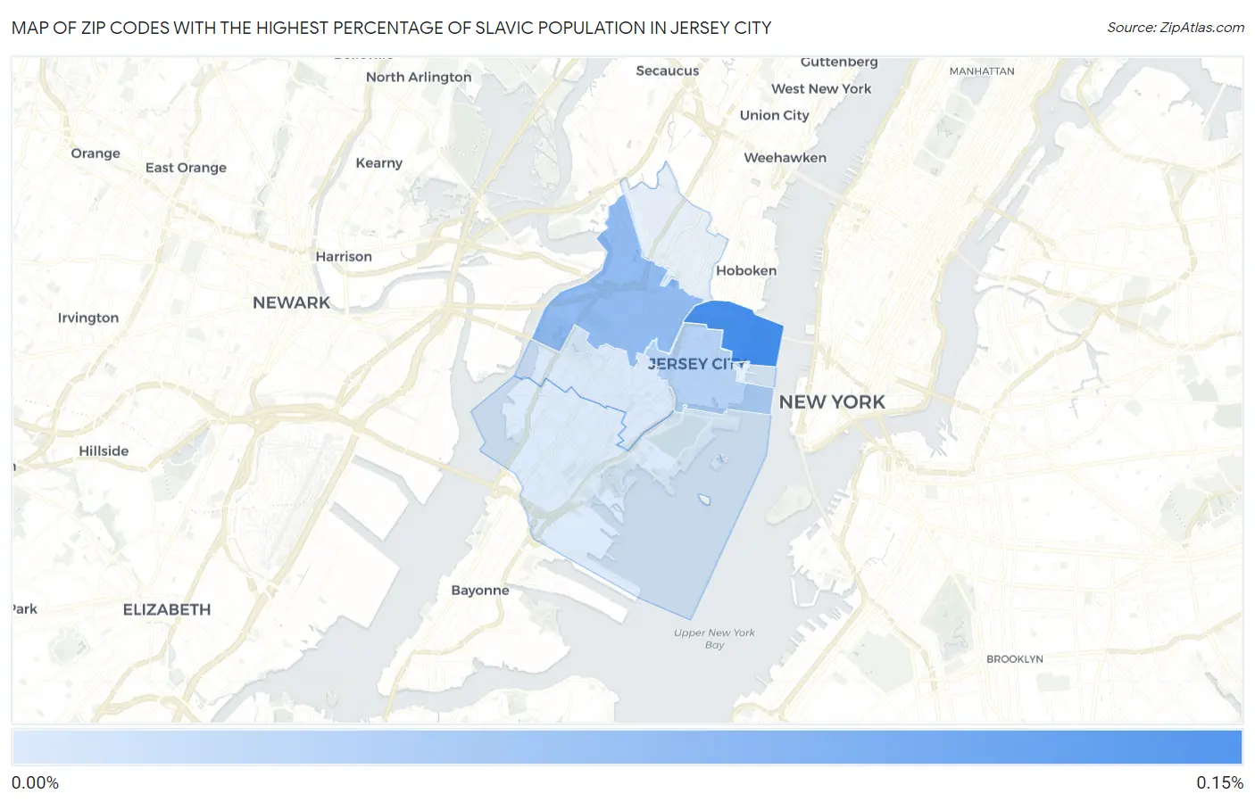 Zip Codes with the Highest Percentage of Slavic Population in Jersey City Map