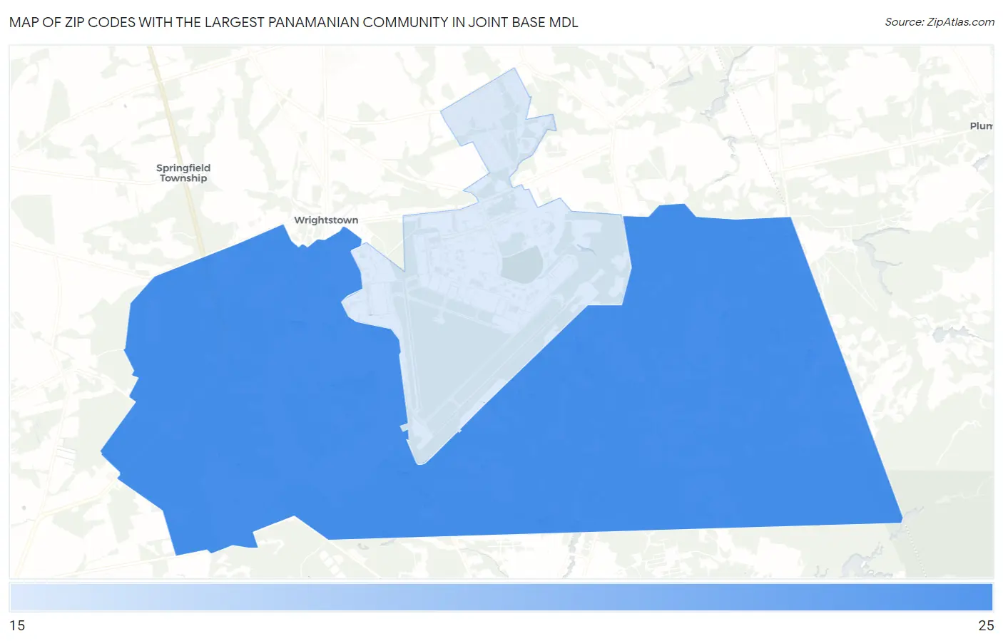 Zip Codes with the Largest Panamanian Community in Joint Base Mdl Map