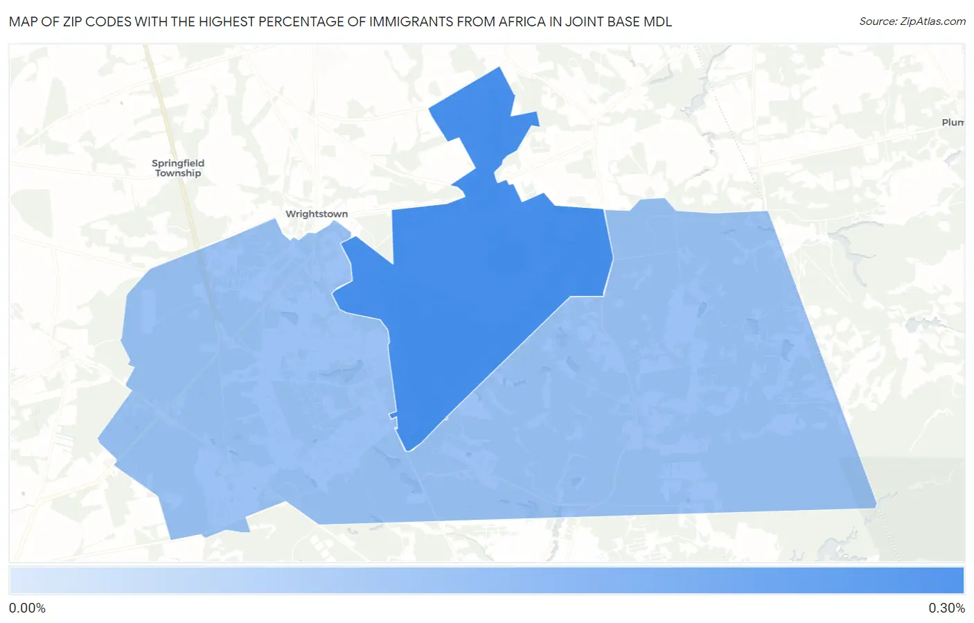 Zip Codes with the Highest Percentage of Immigrants from Africa in Joint Base Mdl Map