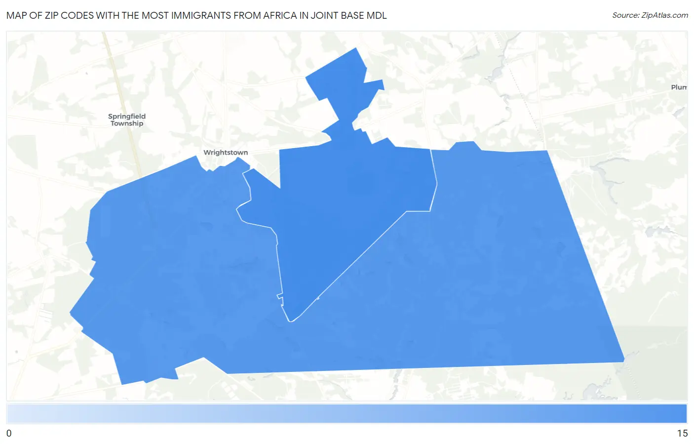 Zip Codes with the Most Immigrants from Africa in Joint Base Mdl Map