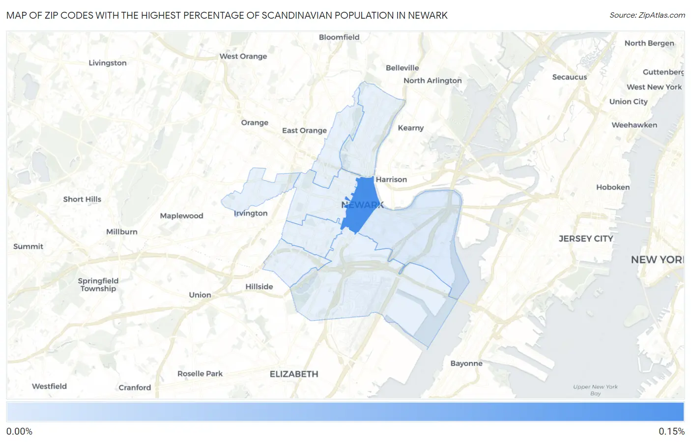 Zip Codes with the Highest Percentage of Scandinavian Population in Newark Map