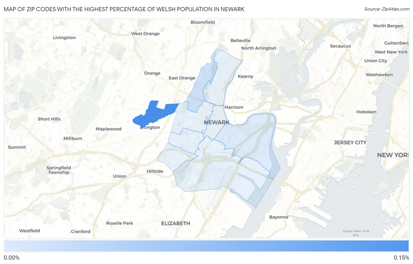 Zip Codes with the Highest Percentage of Welsh Population in Newark Map
