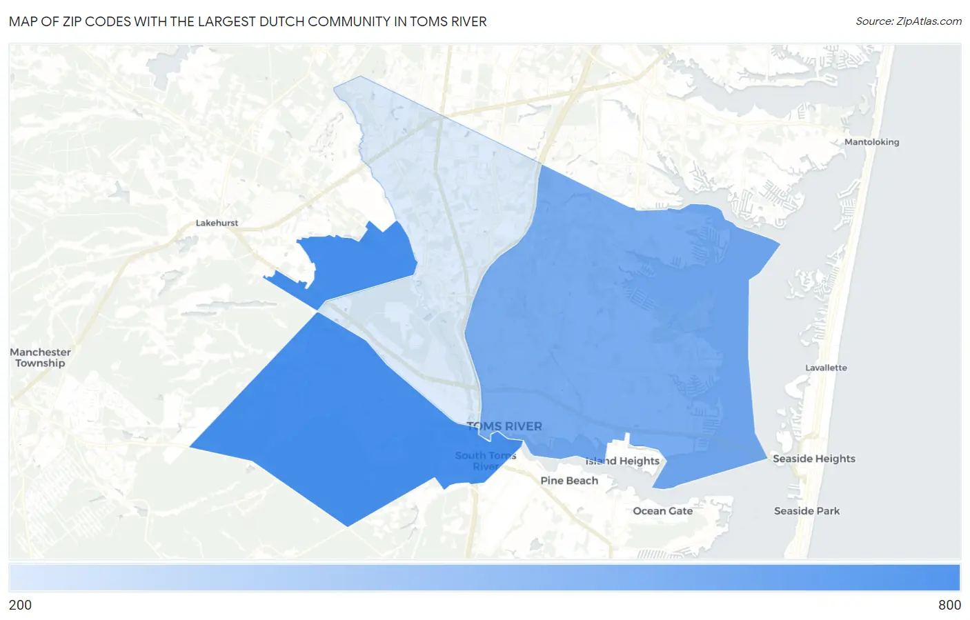 Zip Codes with the Largest Dutch Community in Toms River Map