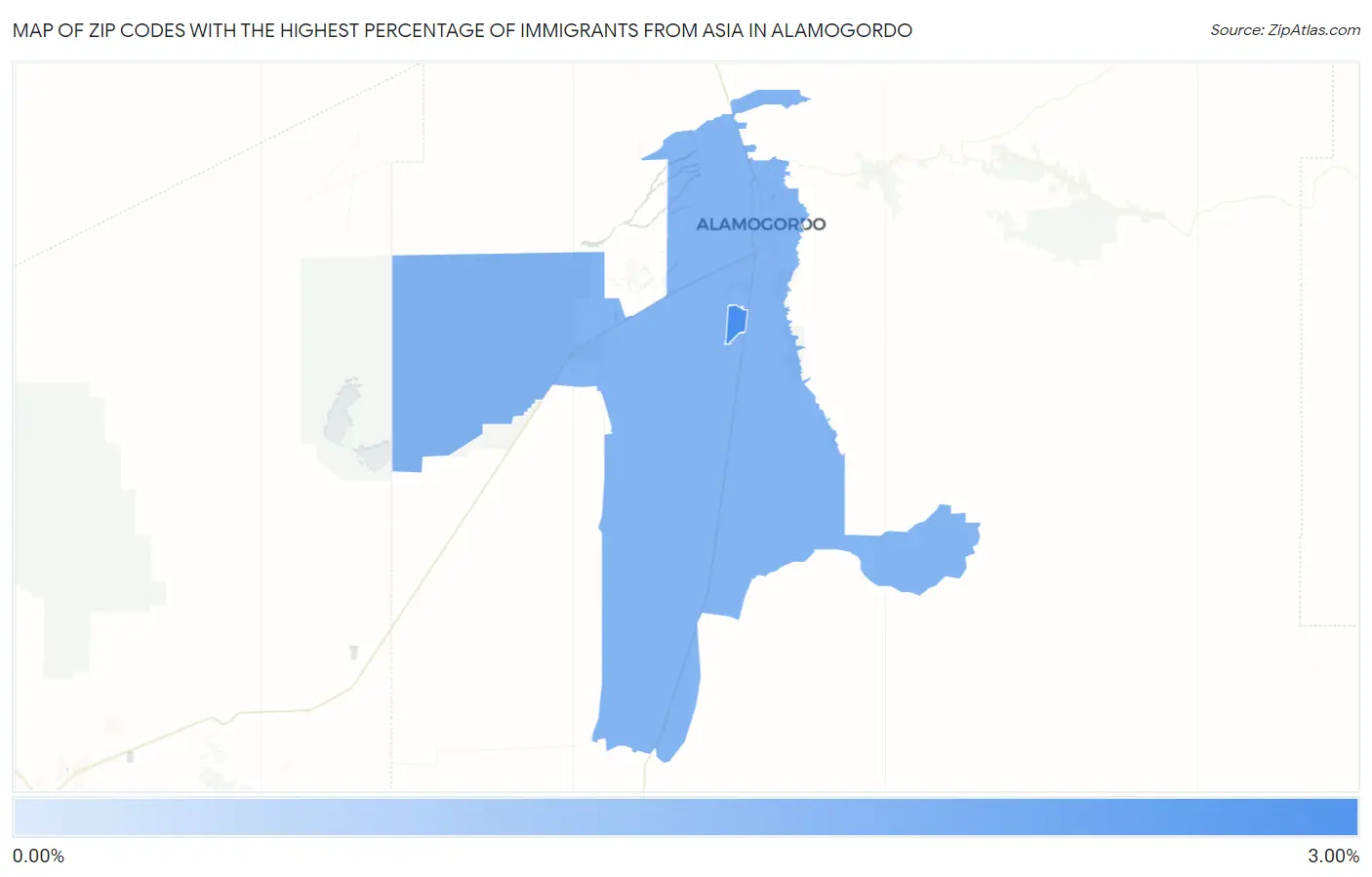 Zip Codes with the Highest Percentage of Immigrants from Asia in Alamogordo Map