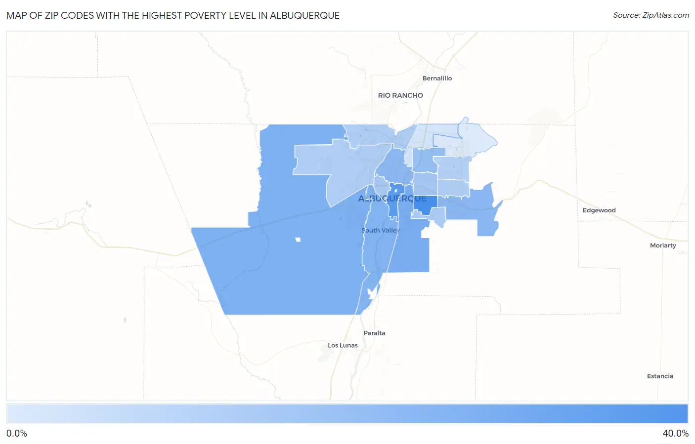 Zip Codes with the Highest Poverty Level in Albuquerque Map