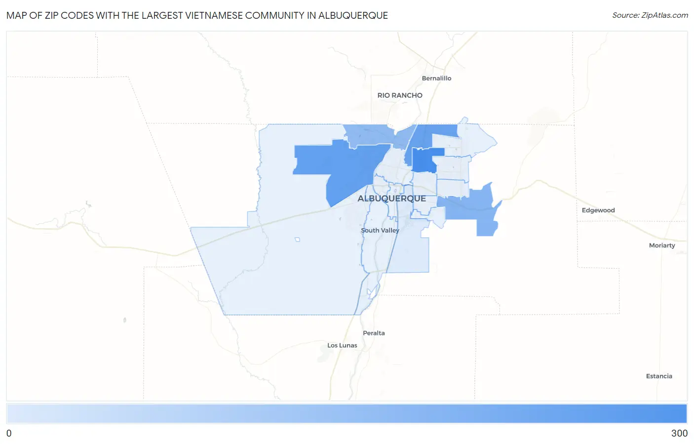Zip Codes with the Largest Vietnamese Community in Albuquerque Map