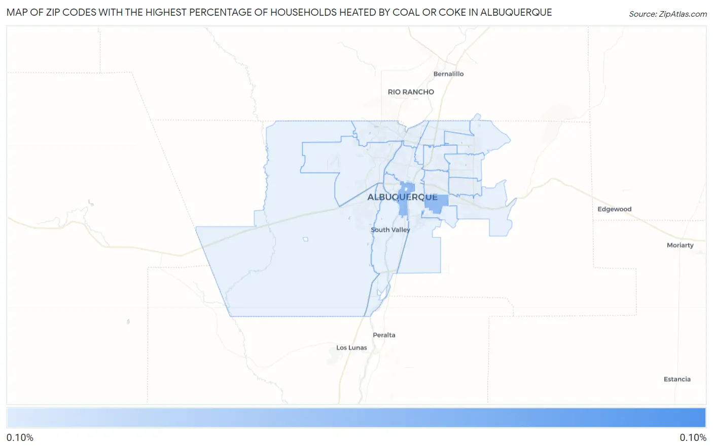 Zip Codes with the Highest Percentage of Households Heated by Coal or Coke in Albuquerque Map