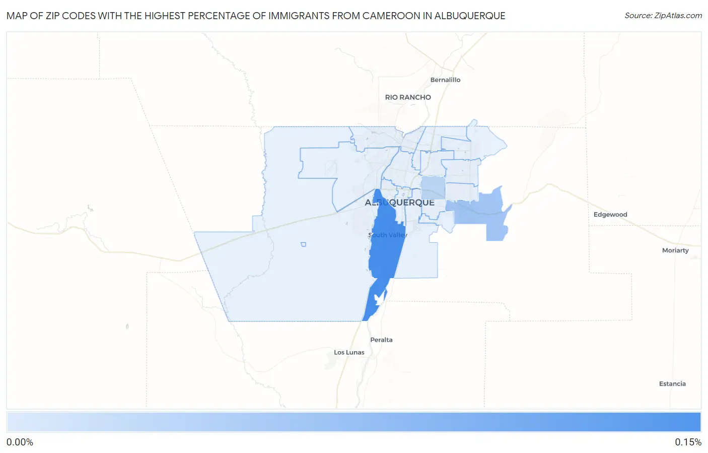 Zip Codes with the Highest Percentage of Immigrants from Cameroon in Albuquerque Map
