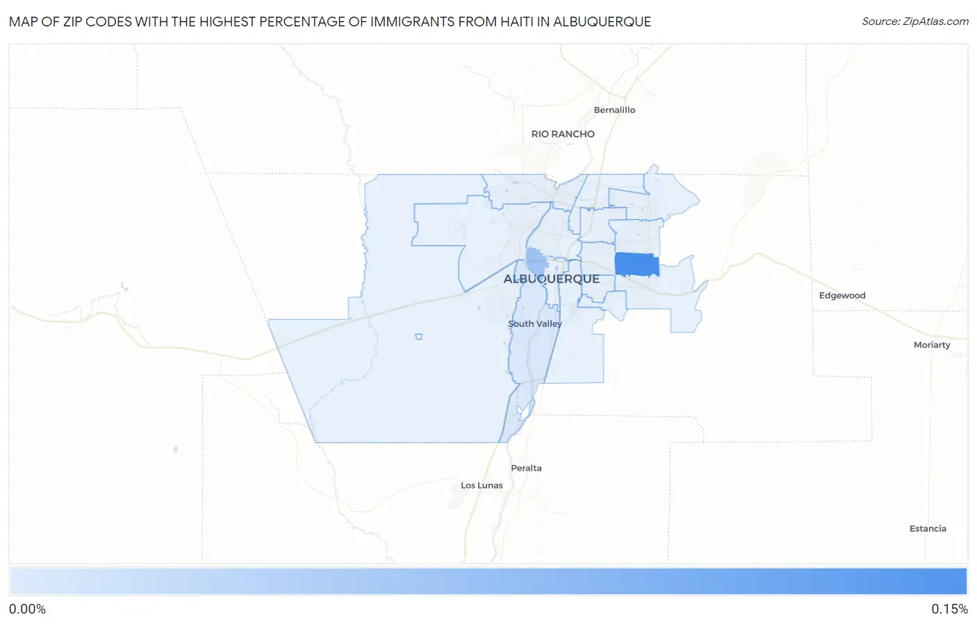 Zip Codes with the Highest Percentage of Immigrants from Haiti in Albuquerque Map