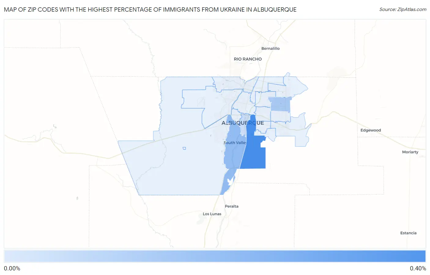 Zip Codes with the Highest Percentage of Immigrants from Ukraine in Albuquerque Map