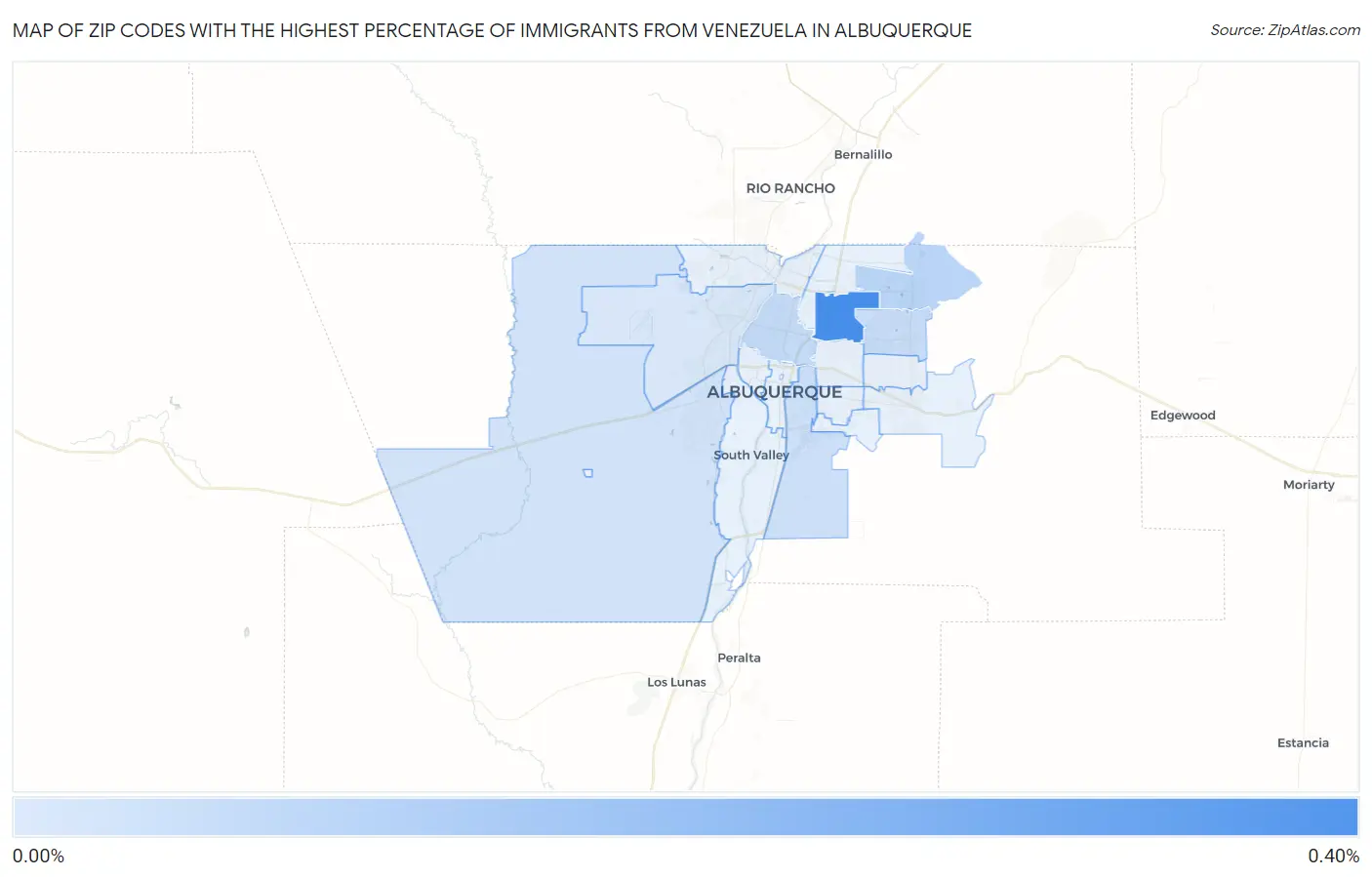 Zip Codes with the Highest Percentage of Immigrants from Venezuela in Albuquerque Map