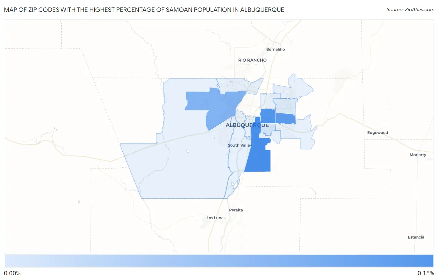 Zip Codes with the Highest Percentage of Samoan Population in Albuquerque Map