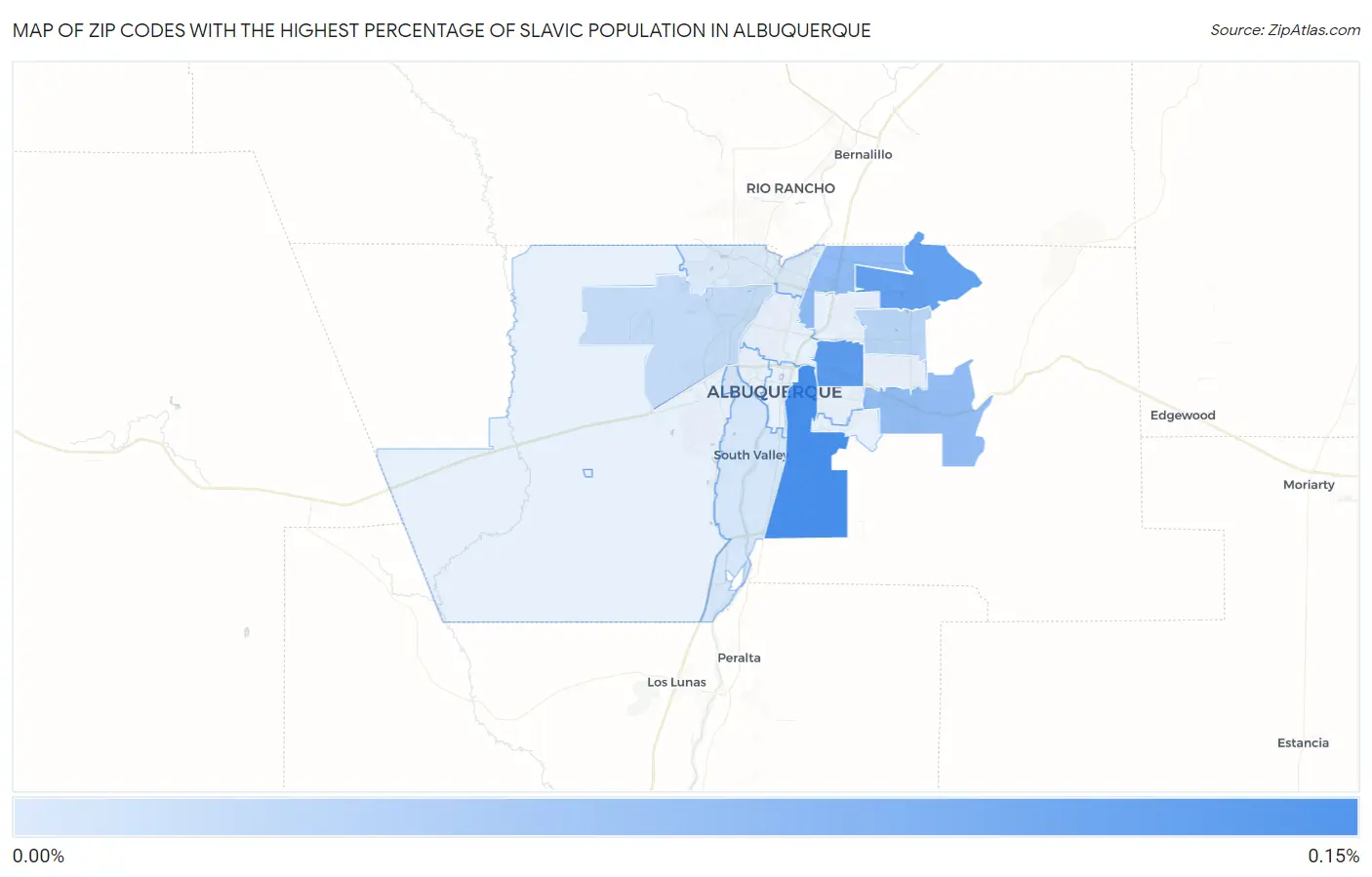Zip Codes with the Highest Percentage of Slavic Population in Albuquerque Map