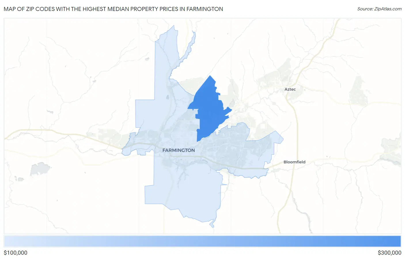 Zip Codes with the Highest Median Property Prices in Farmington Map