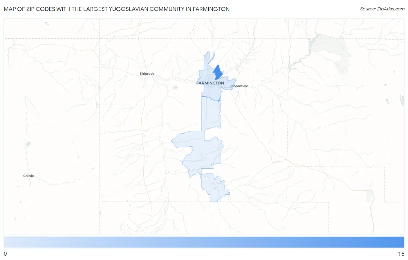 Zip Codes with the Largest Yugoslavian Community in Farmington Map