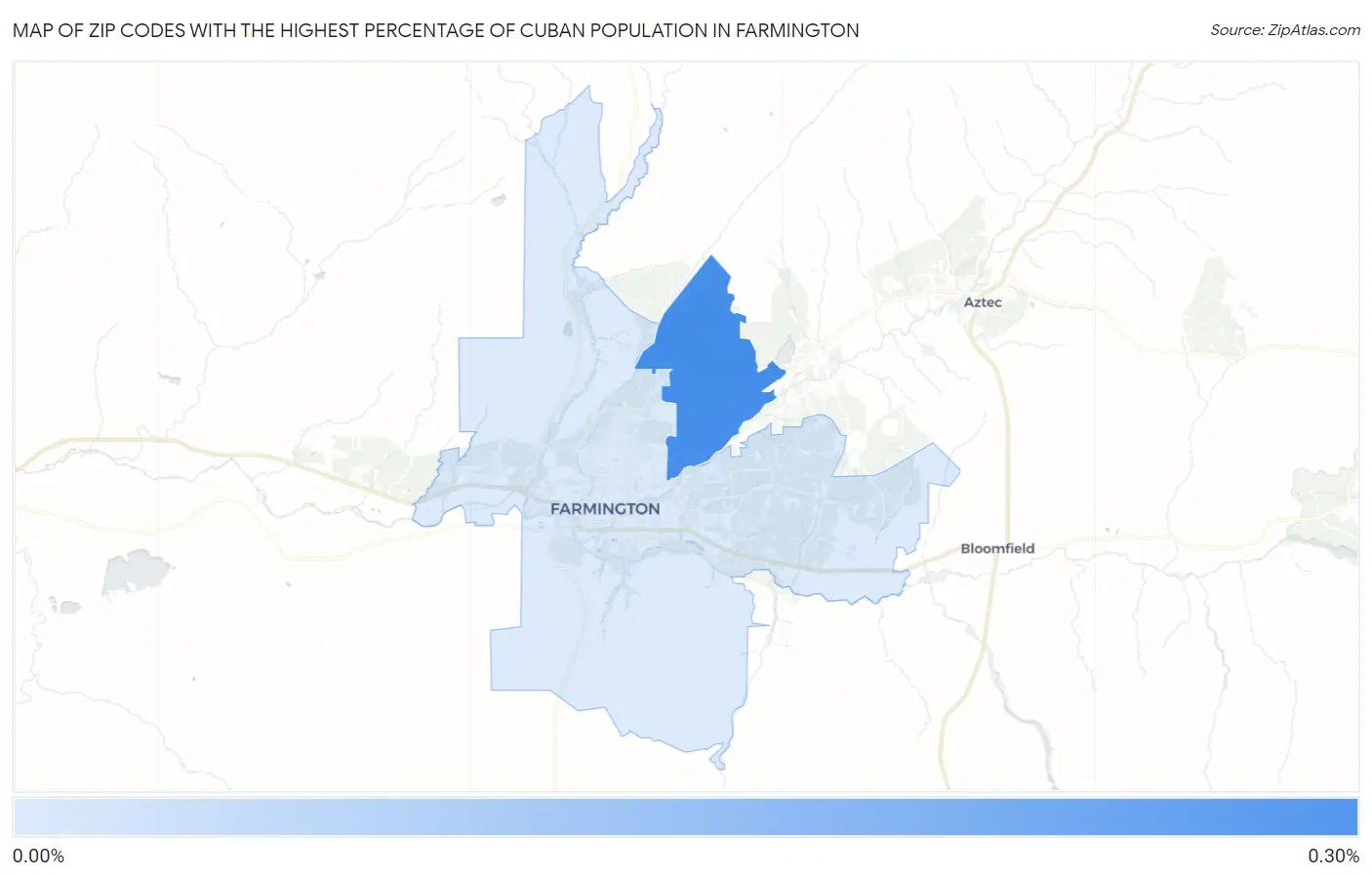 Zip Codes with the Highest Percentage of Cuban Population in Farmington Map