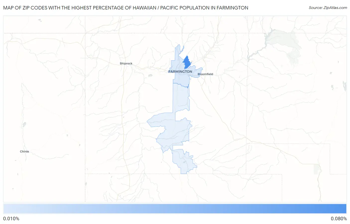 Zip Codes with the Highest Percentage of Hawaiian / Pacific Population in Farmington Map