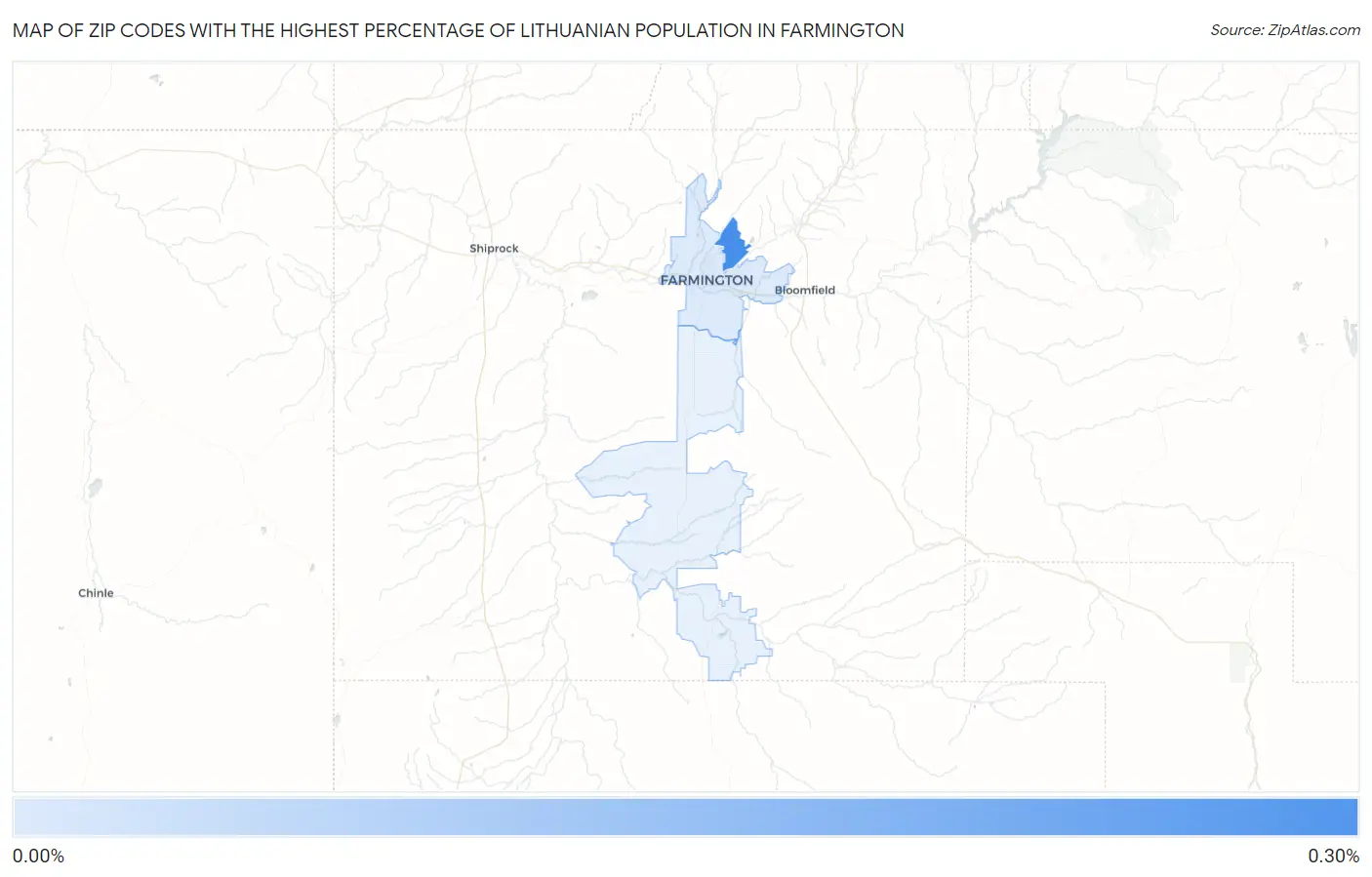 Zip Codes with the Highest Percentage of Lithuanian Population in Farmington Map