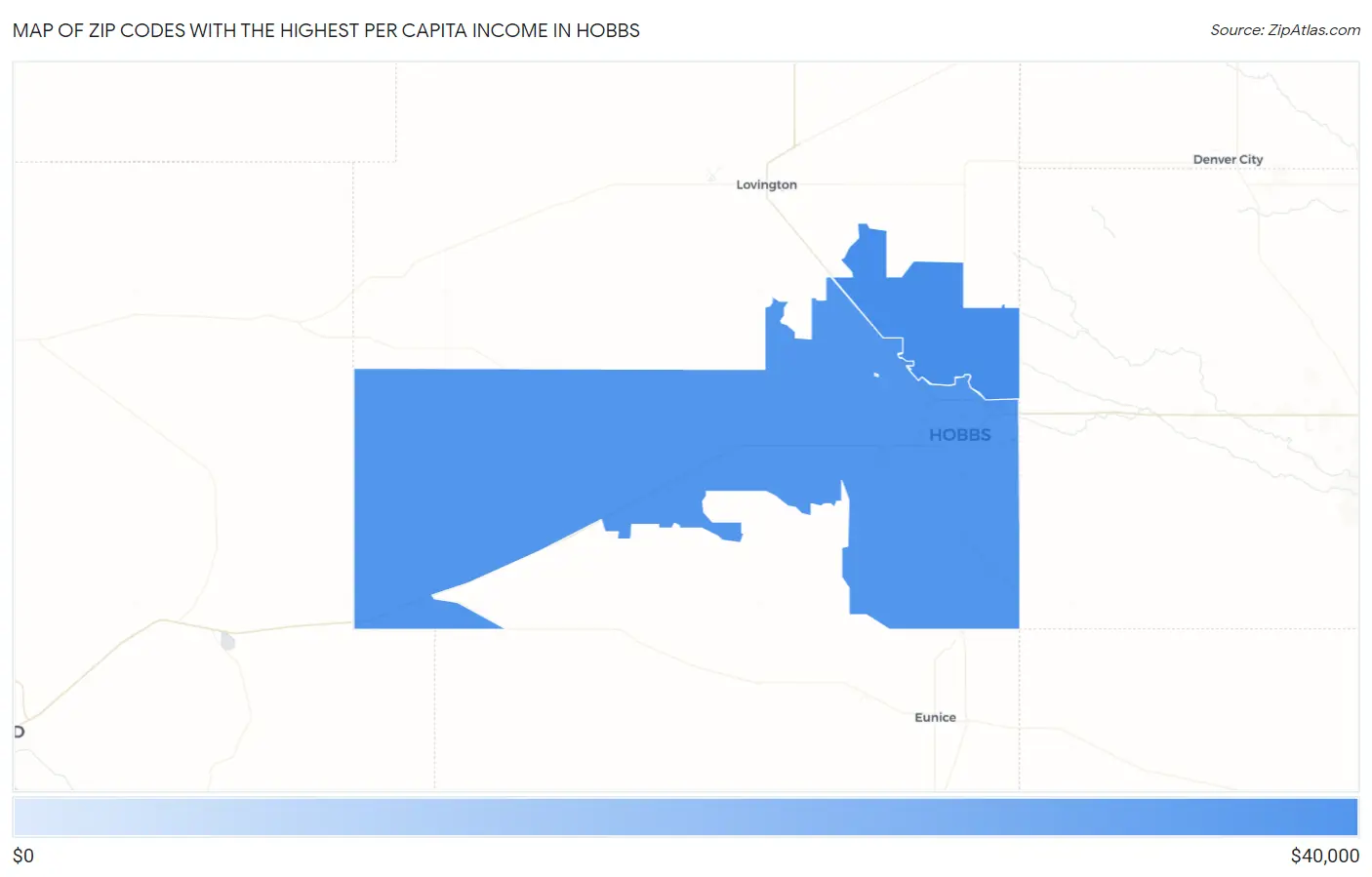Zip Codes with the Highest Per Capita Income in Hobbs Map