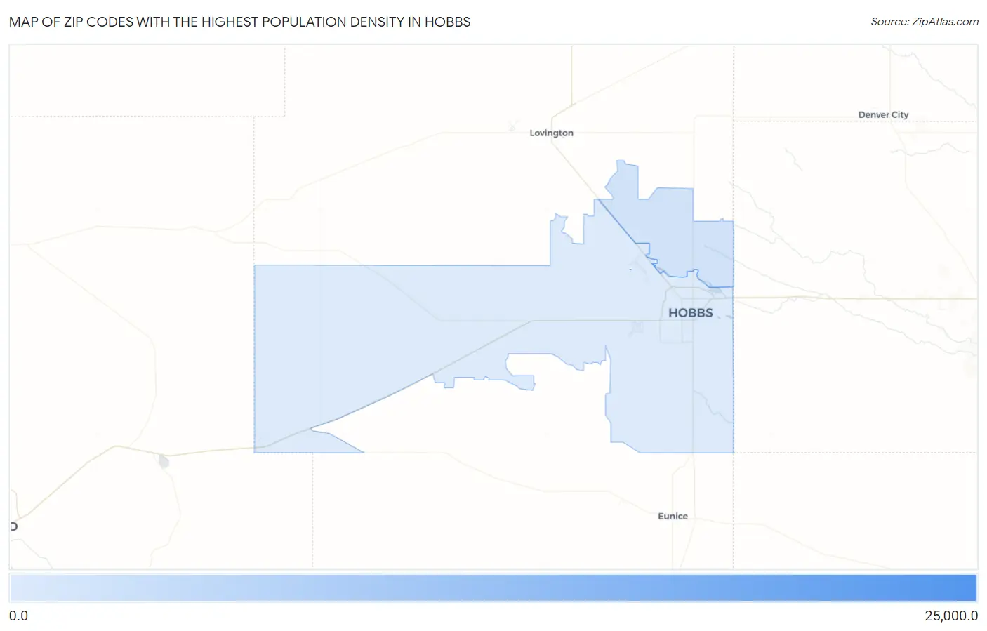 Zip Codes with the Highest Population Density in Hobbs Map