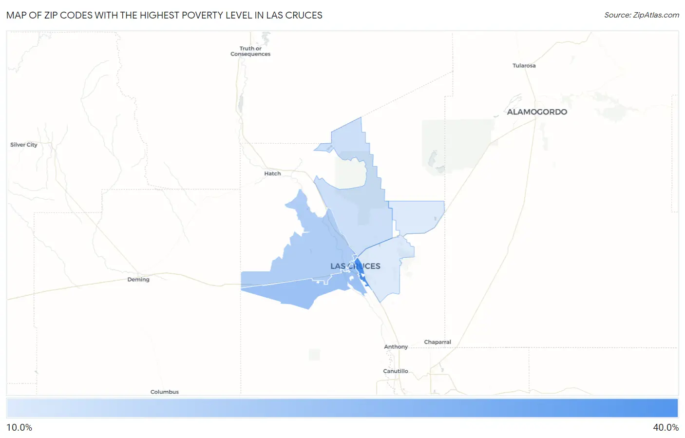 Zip Codes with the Highest Poverty Level in Las Cruces Map