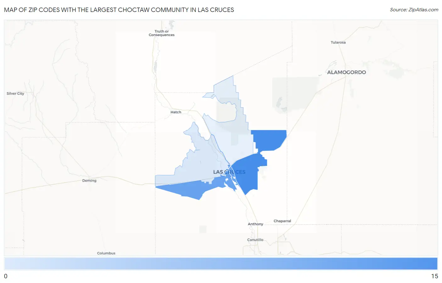 Zip Codes with the Largest Choctaw Community in Las Cruces Map
