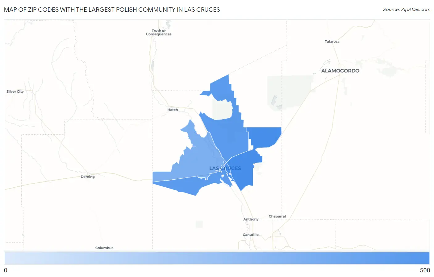 Zip Codes with the Largest Polish Community in Las Cruces Map