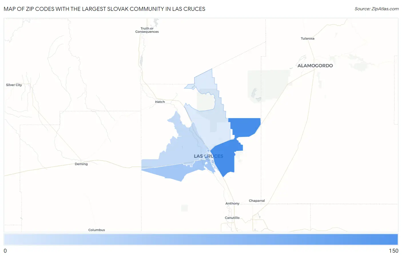 Zip Codes with the Largest Slovak Community in Las Cruces Map