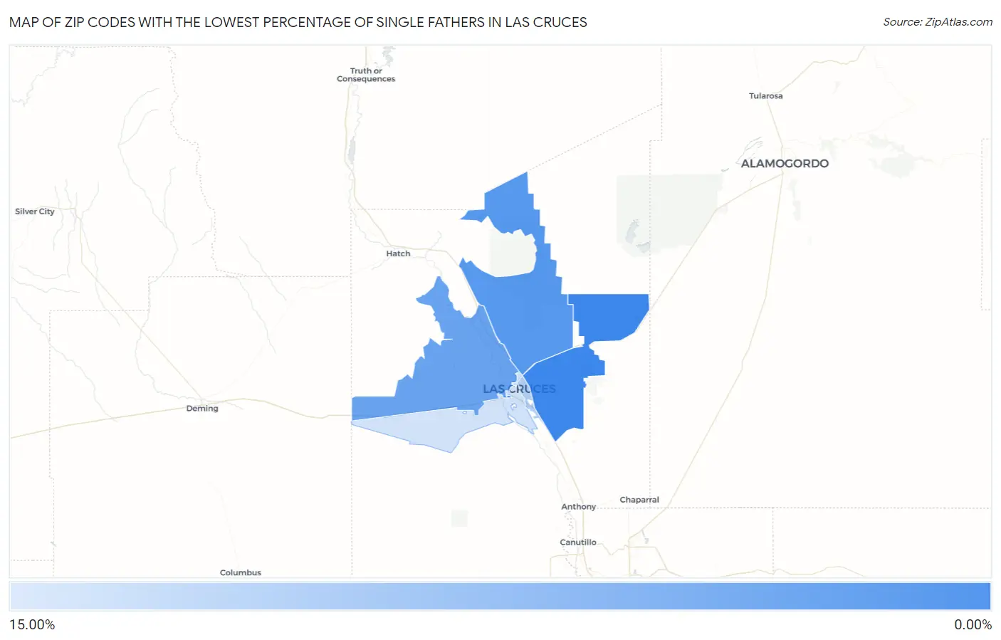 Zip Codes with the Lowest Percentage of Single Fathers in Las Cruces Map