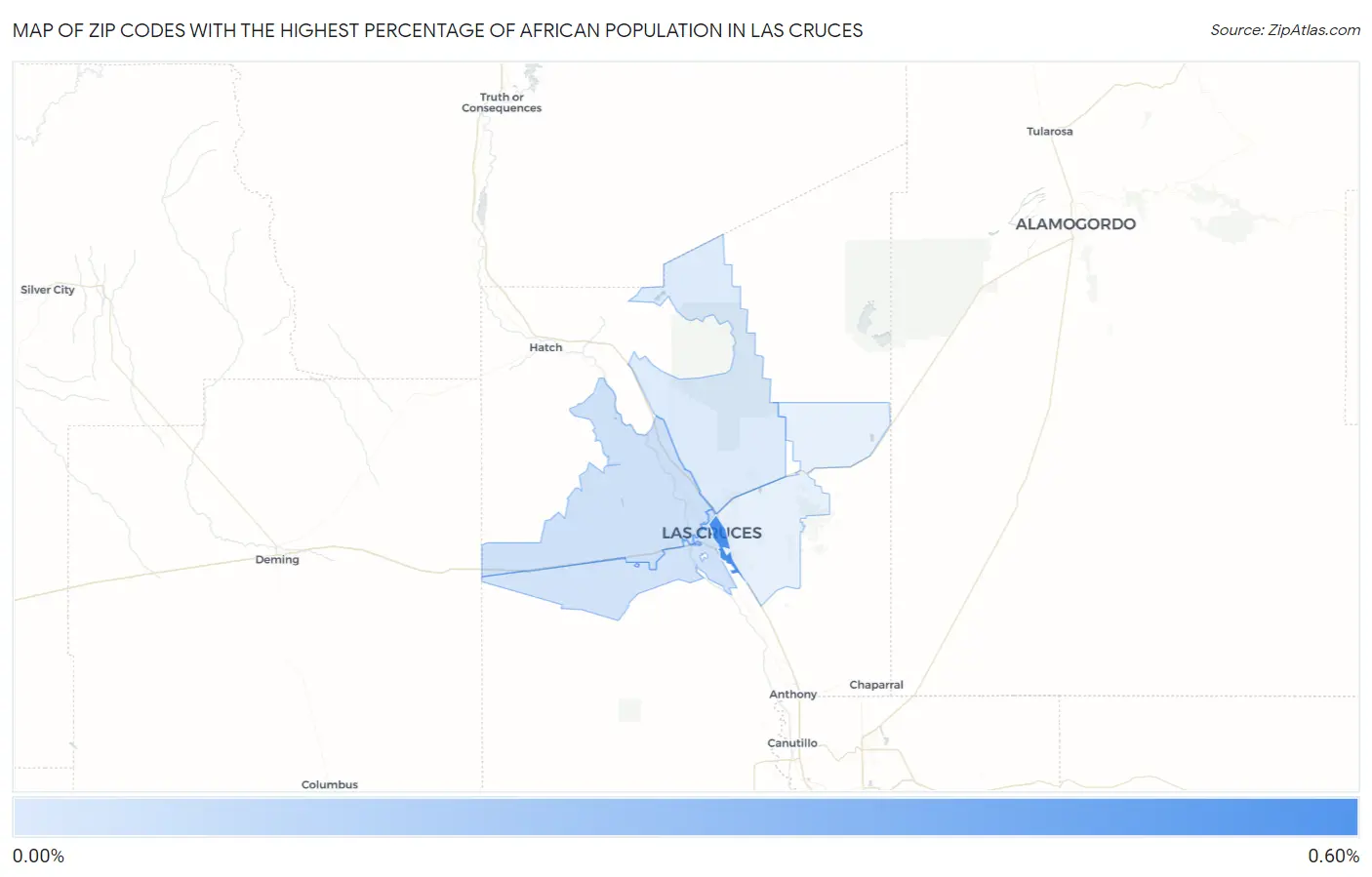 Zip Codes with the Highest Percentage of African Population in Las Cruces Map