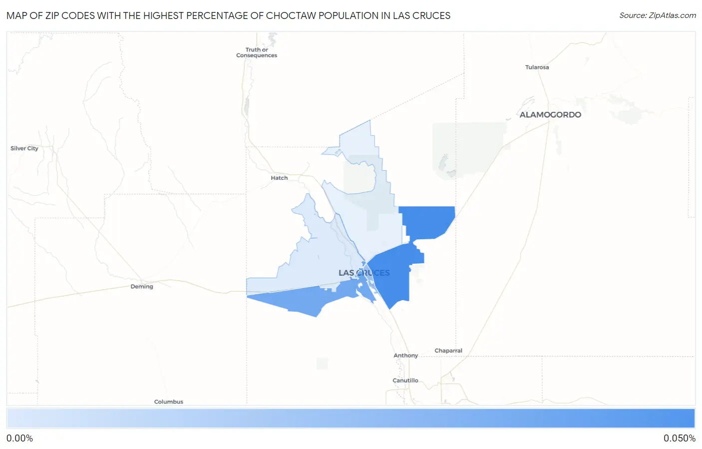 Zip Codes with the Highest Percentage of Choctaw Population in Las Cruces Map