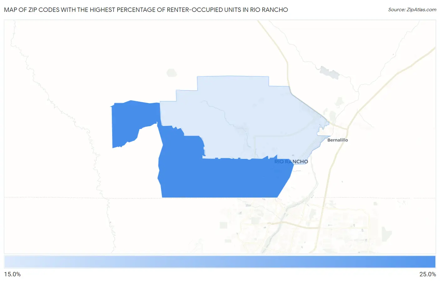Zip Codes with the Highest Percentage of Renter-Occupied Units in Rio Rancho Map