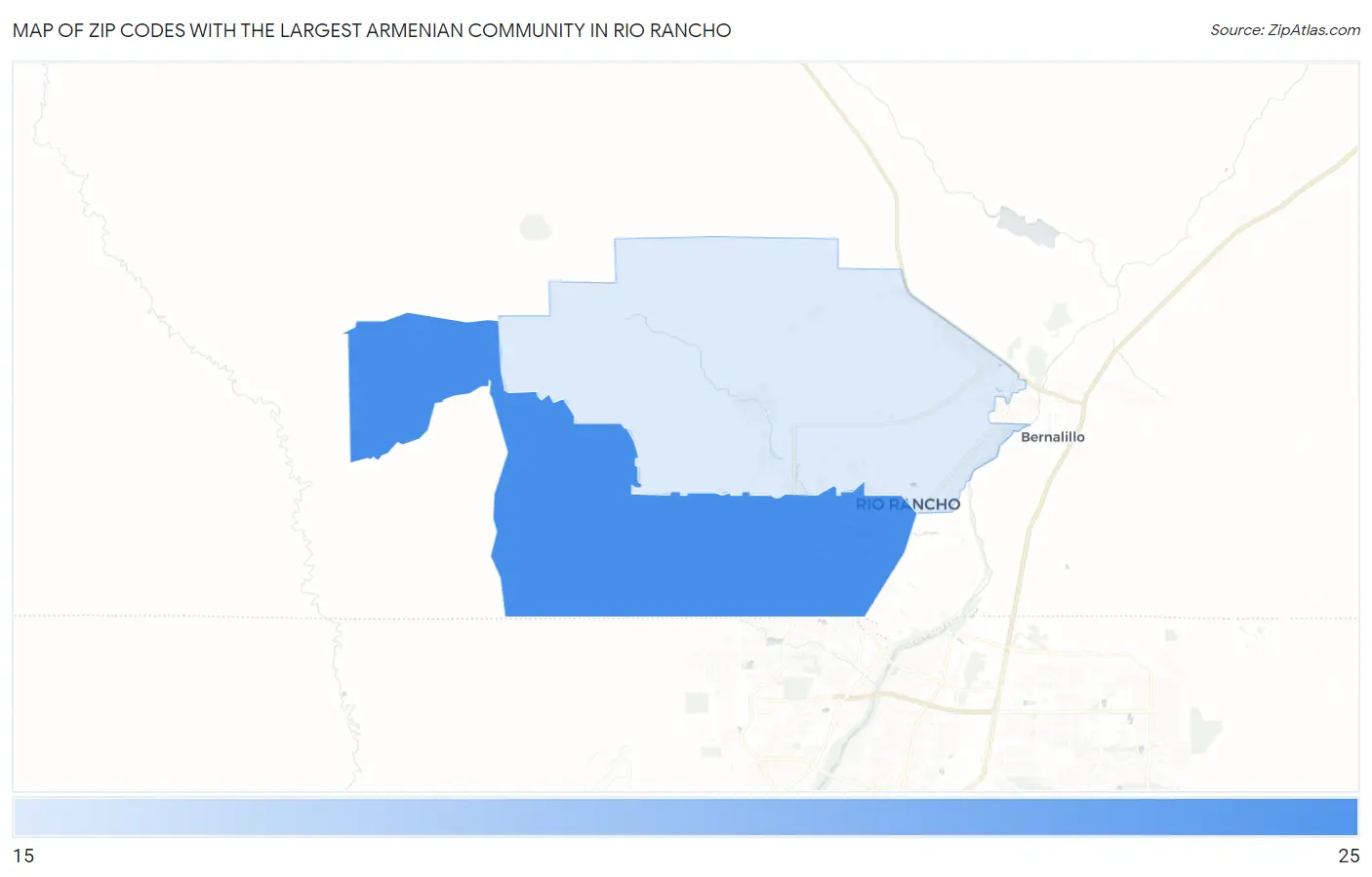 Zip Codes with the Largest Armenian Community in Rio Rancho Map