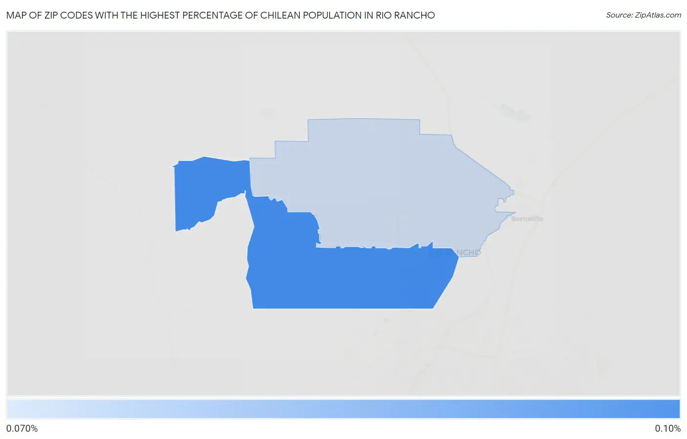 Zip Codes with the Highest Percentage of Chilean Population in Rio Rancho Map