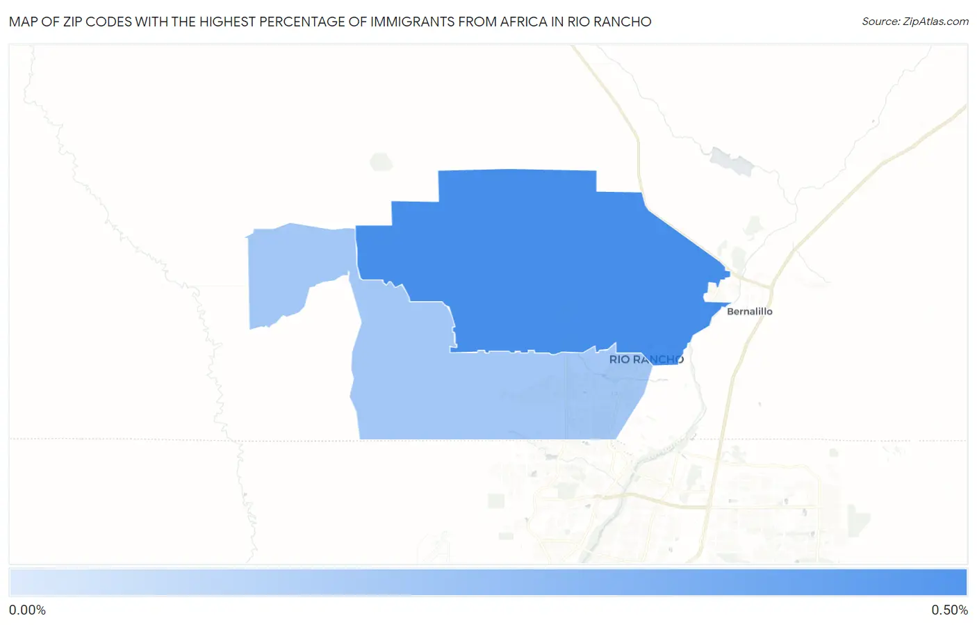 Zip Codes with the Highest Percentage of Immigrants from Africa in Rio Rancho Map