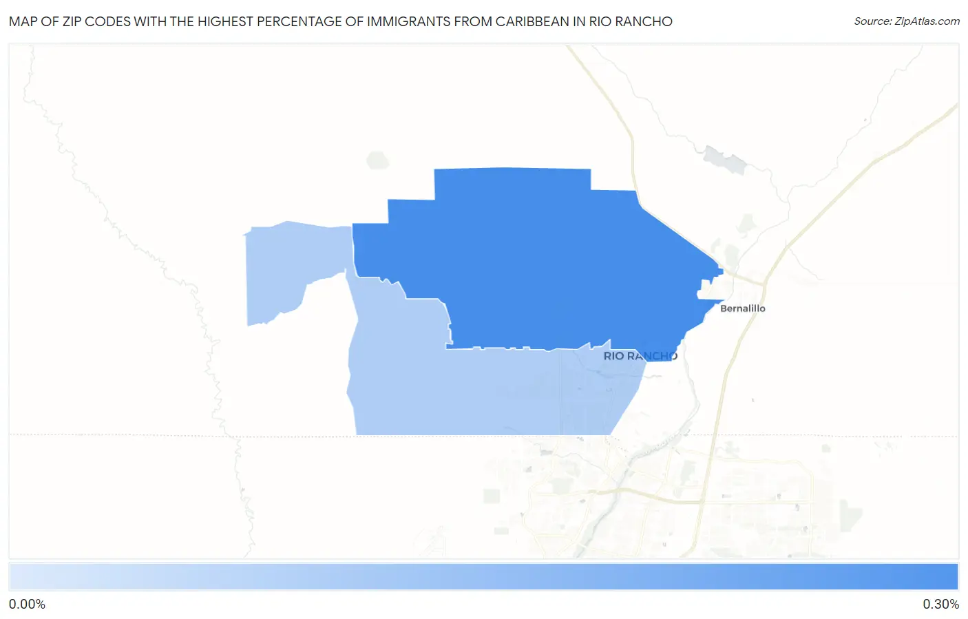 Zip Codes with the Highest Percentage of Immigrants from Caribbean in Rio Rancho Map
