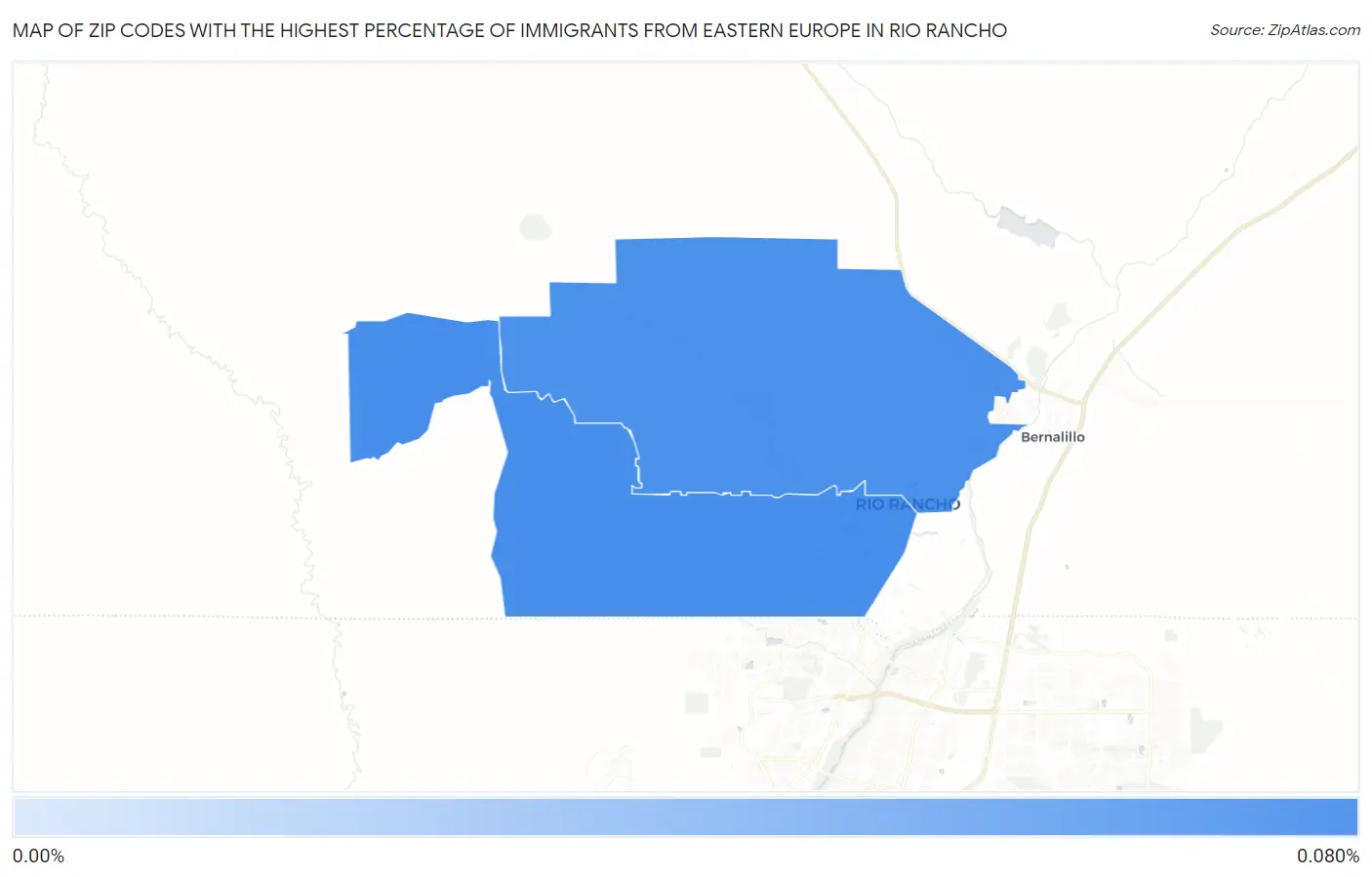 Zip Codes with the Highest Percentage of Immigrants from Eastern Europe in Rio Rancho Map