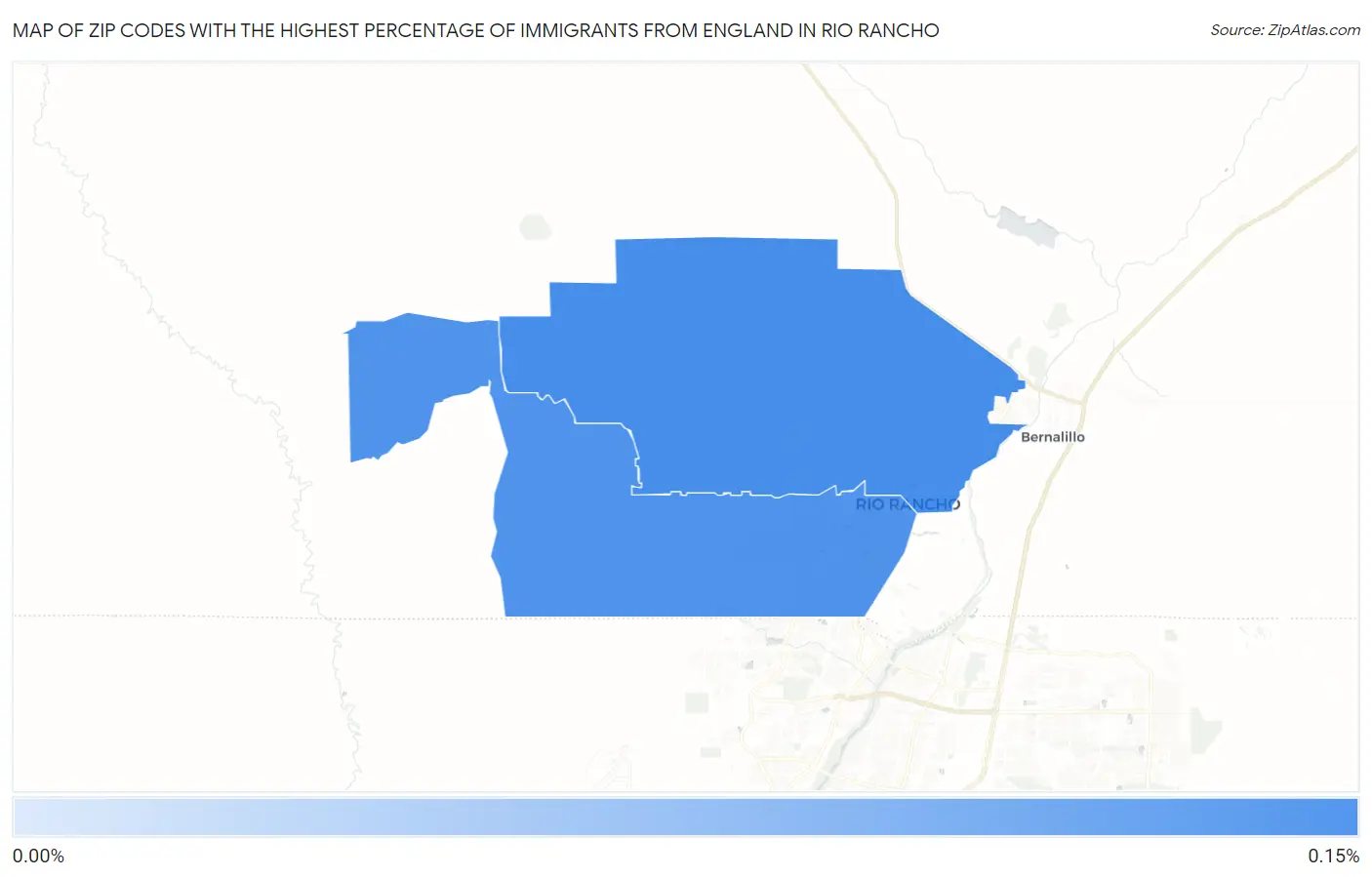 Zip Codes with the Highest Percentage of Immigrants from England in Rio Rancho Map
