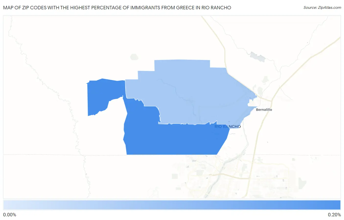 Zip Codes with the Highest Percentage of Immigrants from Greece in Rio Rancho Map