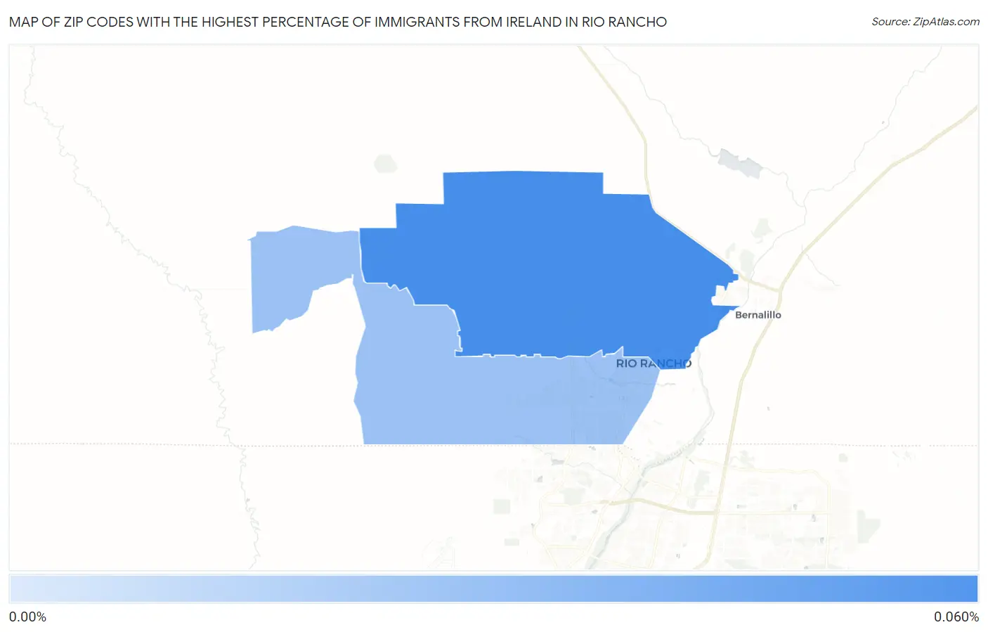 Zip Codes with the Highest Percentage of Immigrants from Ireland in Rio Rancho Map