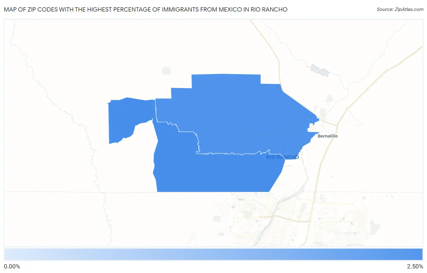 Zip Codes with the Highest Percentage of Immigrants from Mexico in Rio Rancho Map