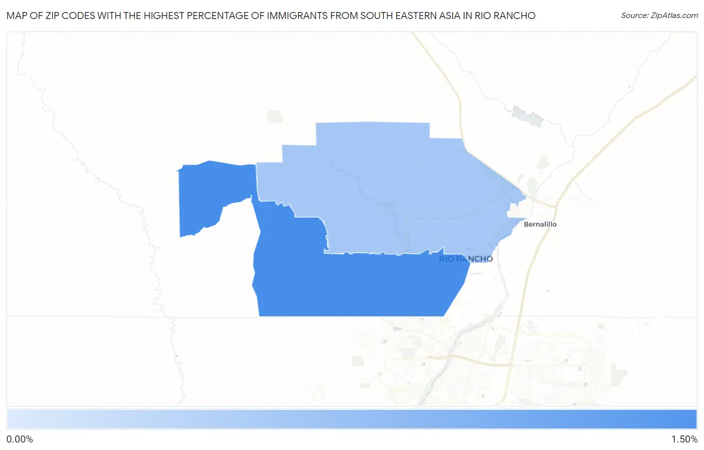 Zip Codes with the Highest Percentage of Immigrants from South Eastern Asia in Rio Rancho Map